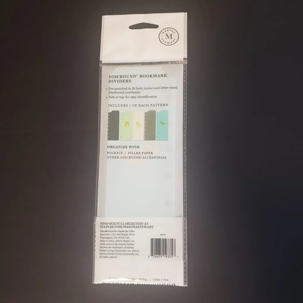 Office by Martha Stewart Discbound Bookmark Dividers 3”x 8.75” 5-pack New - Picture 4 of 5